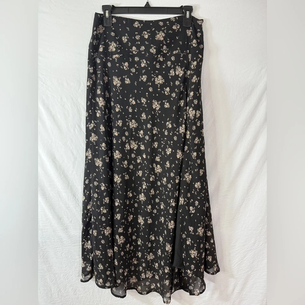 Ever After Black and Taupe Maxi A-Line Skirt with Slit SKU0669 - Picture 2 of 5
